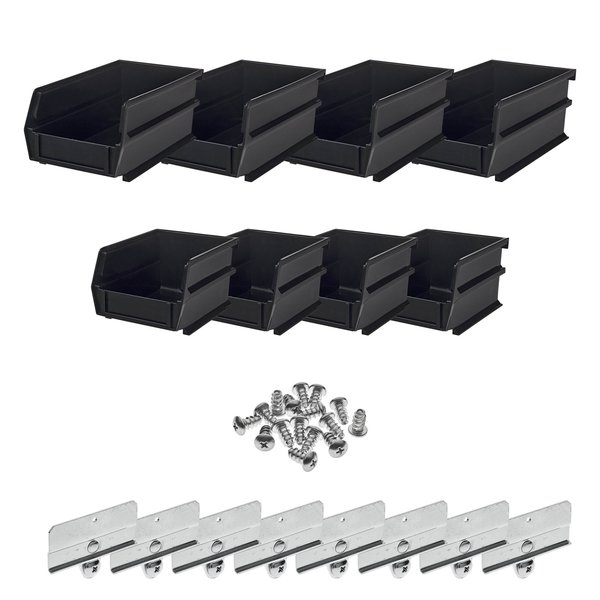 Triton Products Hang & Stack Storage Bin w/ Kit, Polypropylene, Black 028-BK
